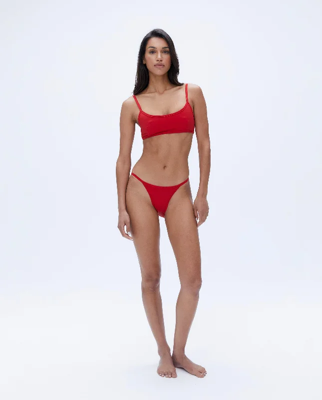 padded women sport bra for nipple coverageHigh Leg Bikini Bottoms - Classic Red