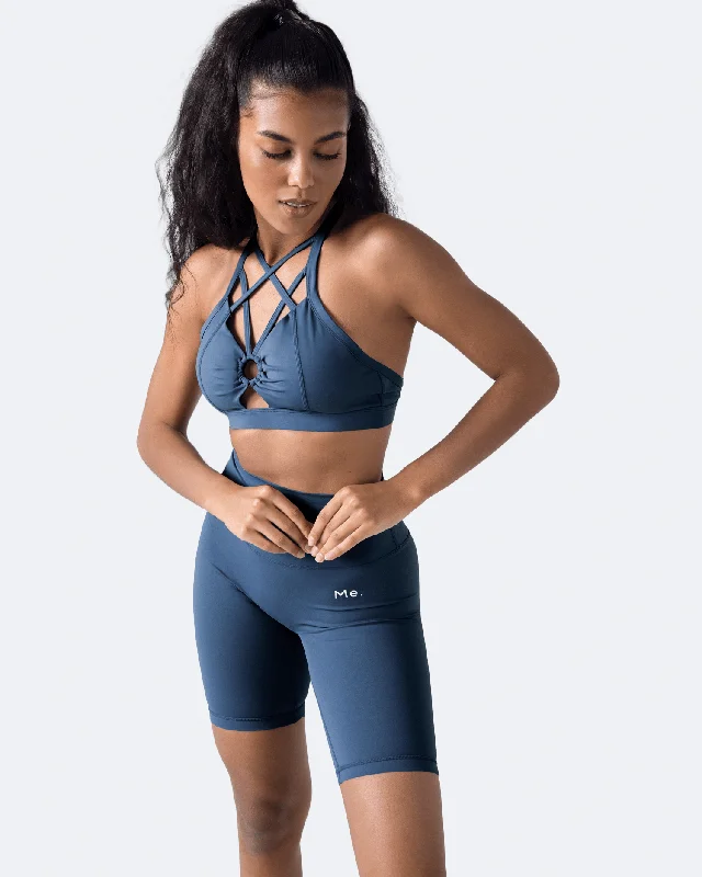 wireless women sport bra for comfortIris Blue Criss Cross Front Top