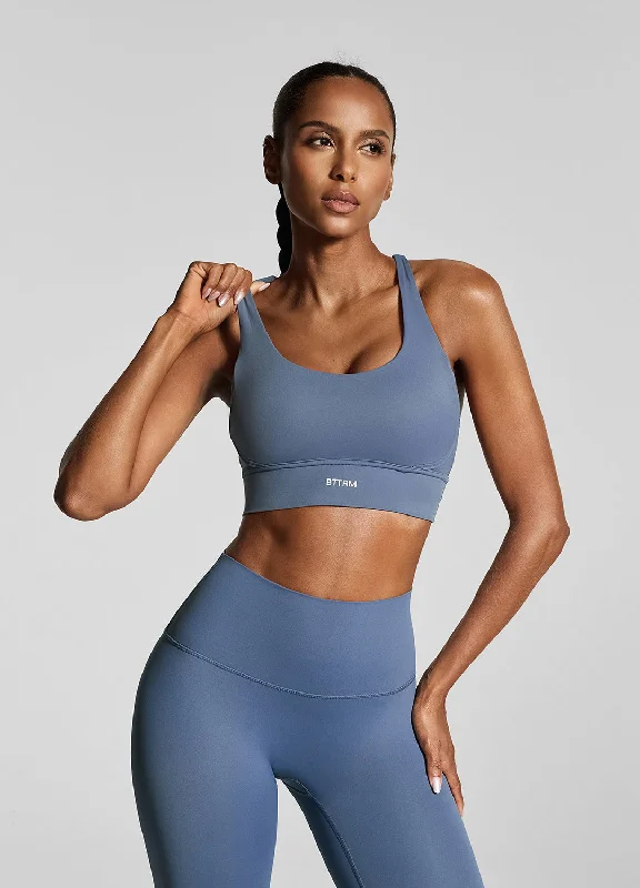 seamless women sport bra for smooth under clothesIris Blue Strappy Back Top