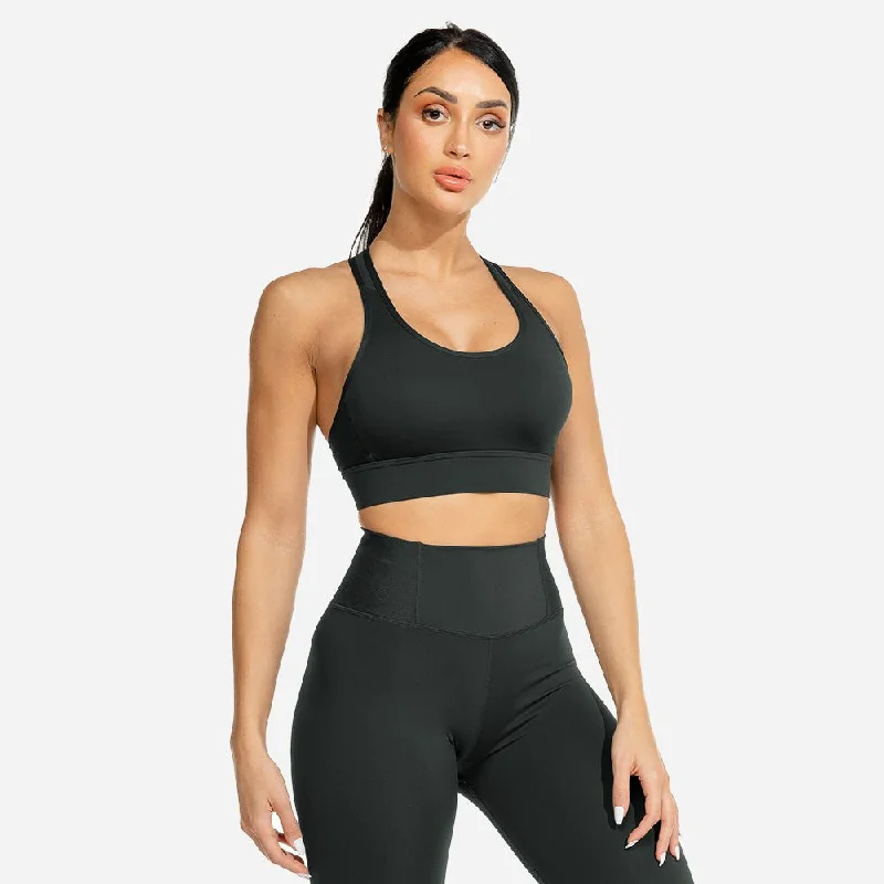 low impact women sport bra for yogaLimitless Plush Bra - Petrol Blue