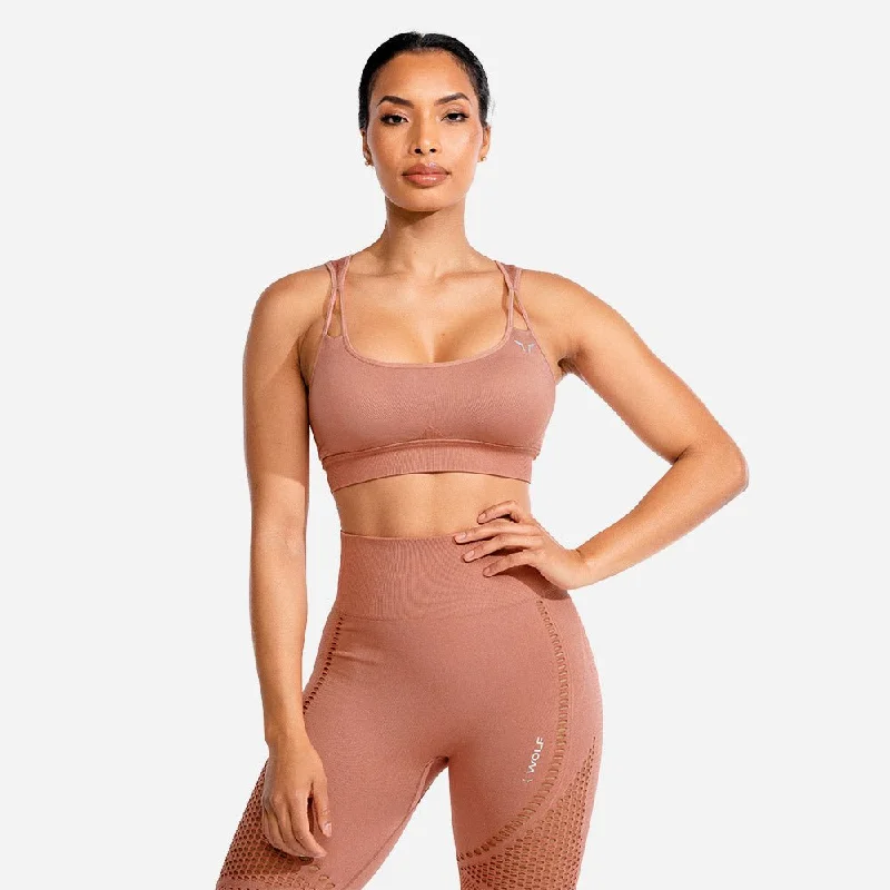medium impact compression women sport braMeta Sports Bra - Rose Gold