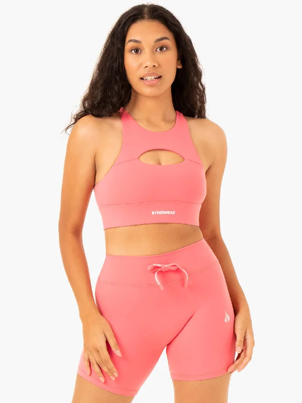 matching women sport bra and leggings setsReplay Cut Out Sports Bra - Coral