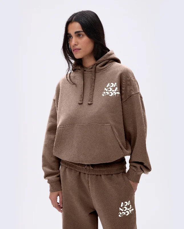 Retro Relaxed Hoodie - Pebble Brown/Marshmallow White