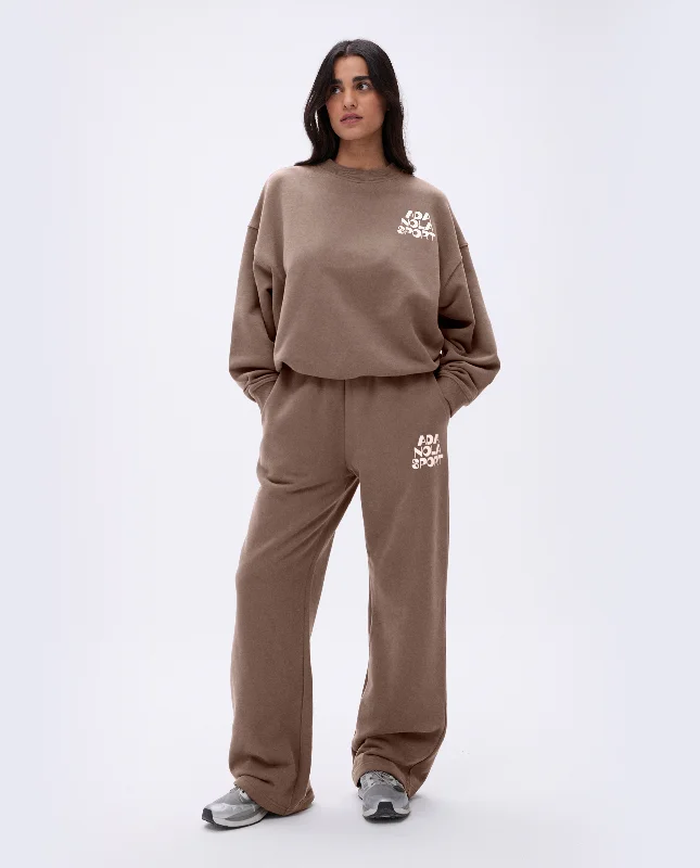 Retro Straight Leg Sweatpants - Pebble Brown/Marshmallow White