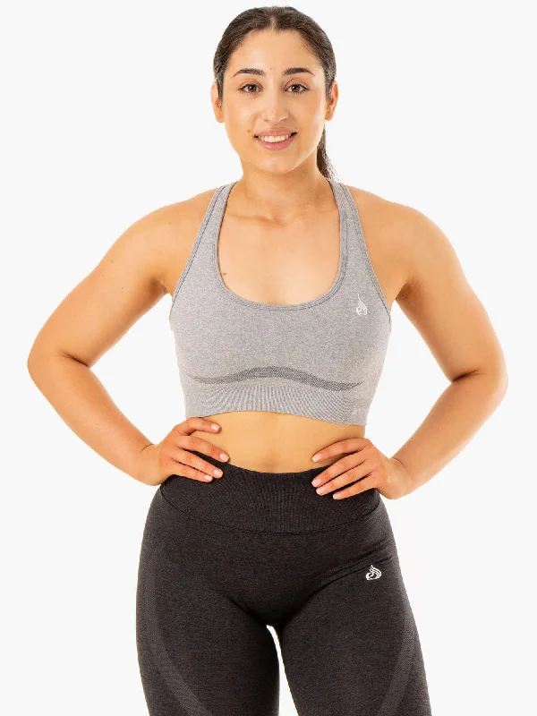 nursing women sport bra for breastfeeding easeSculpt Seamless Racer Back Sports Bra - Grey Marl