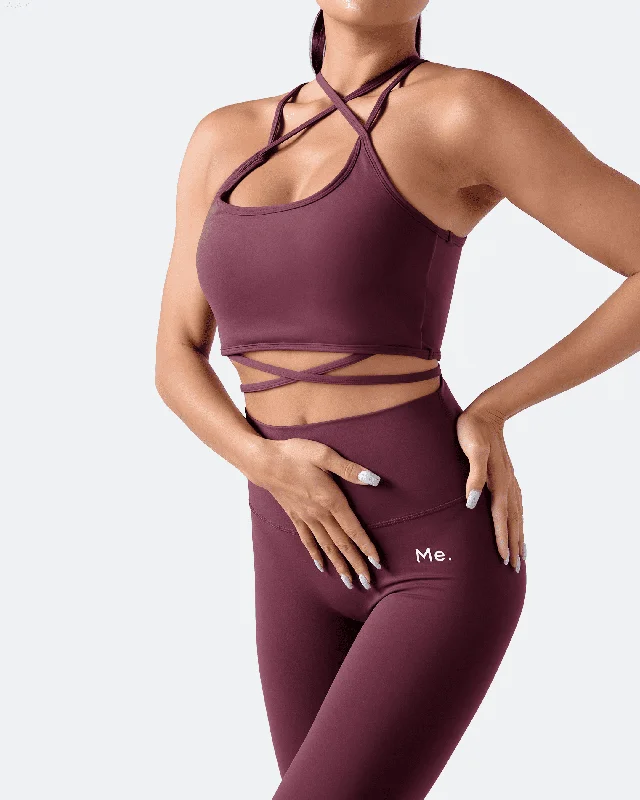 maternity women sport bra for expectant mothersBurgundy Strappy Front Top