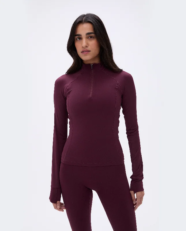 Ultimate Long Sleeve Quarter Zip Top  - Dark Cherry