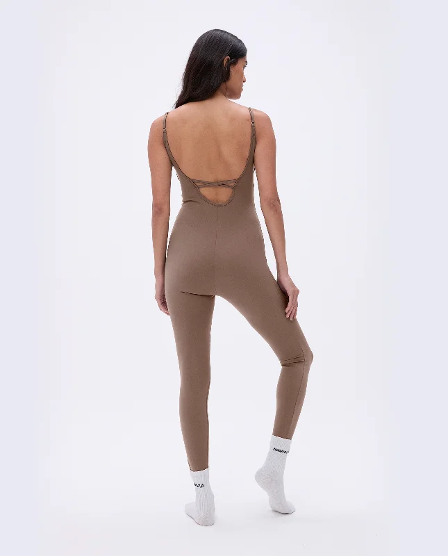 Ultimate Low Cross Back Unitard - Pebble Brown