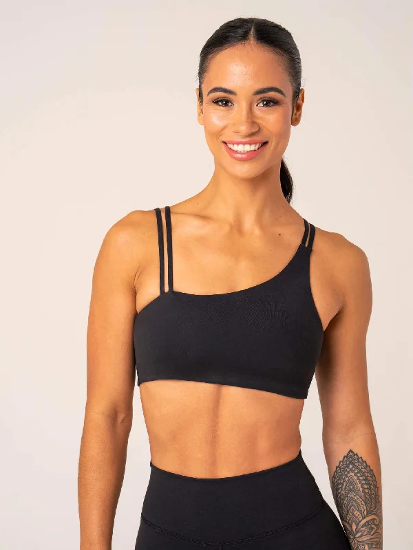 Unstoppable One Shoulder Sports Bra - Black