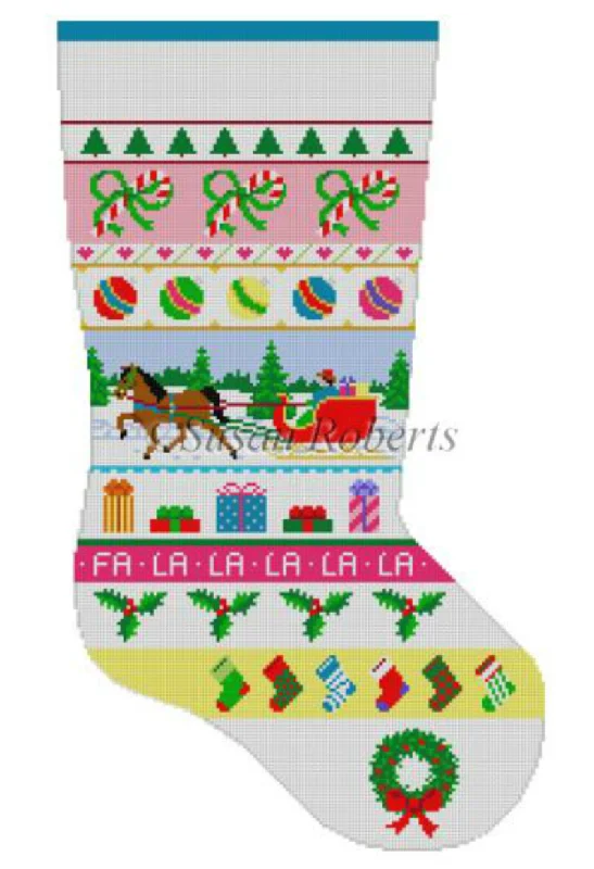 High - heel - friendly reinforced toe stockings​0121 Sleigh Ride Stripe Stocking