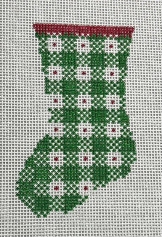 Thermal fleece - lined winter stockings​23-332 Green Gingham Mini Stocking