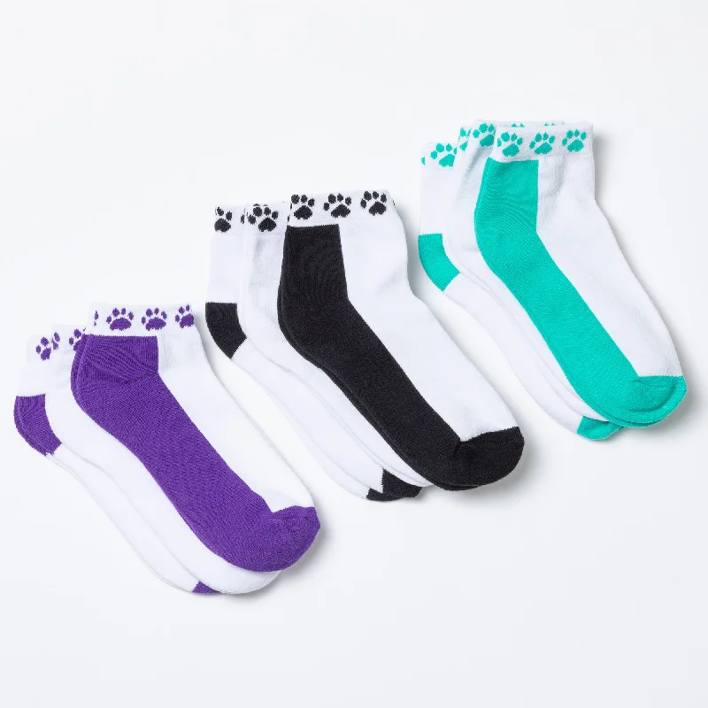 Women's terry - cloth ankle socks for comfort​Paw Sport Socks - Set of 3