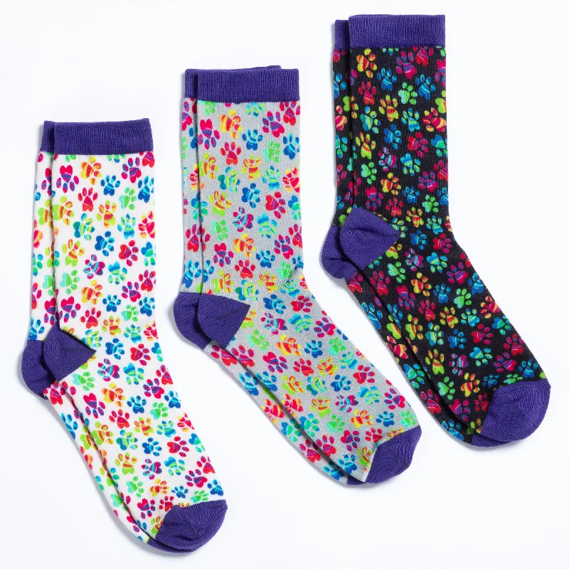 Women's terry - lined fleece socks for cozy nightsCelebration Paws Crew Socks - Set of 3 Women's terry - lined fleece socks for cozy nightsCelebration Paws Crew Socks - Set of 3