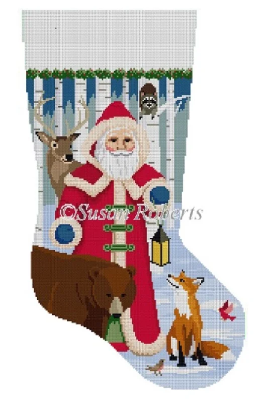 Toddler - sized soft cotton stockings​3225 Santa and Forest Friends Stocking