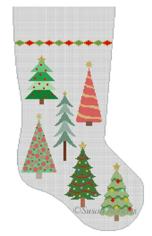 Diabetic - friendly seamless stockings​3274 Christmas Trees Stocking