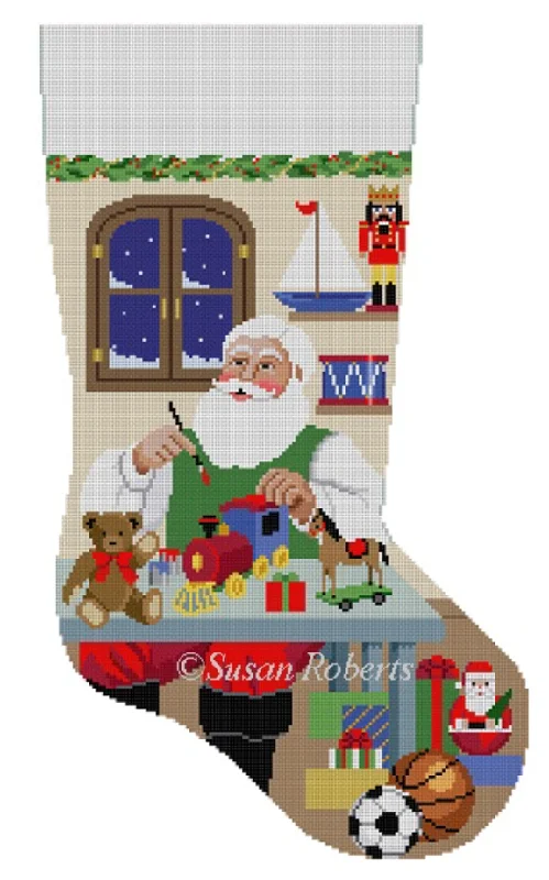Vintage - style lace - up stockings​3275 Santa at Work Table Stocking