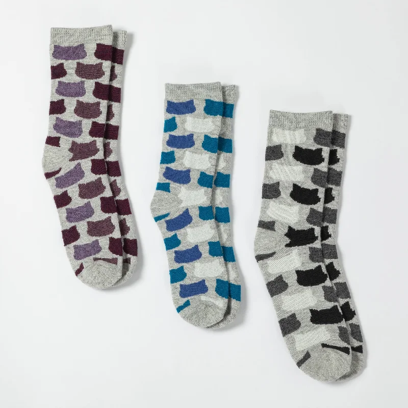 Women's printed cotton knee - high socks for fall​All Over Cats Alpaca Socks