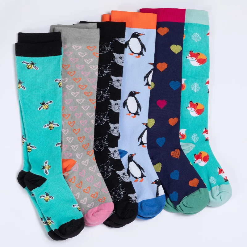 Women's antibacterial merino wool hiking socks​Fun Print No Slip Moderate Compression Socks