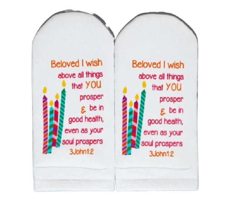 Women's seamless cotton ankle socks for everyday wear​Birthday Candle Socks: 3 John 1:2