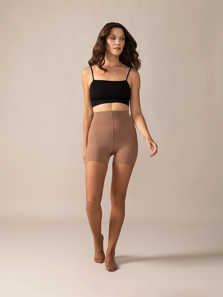 women tights with a blend of spandex for stretchSheer Shaping Tights 30D in Coffee