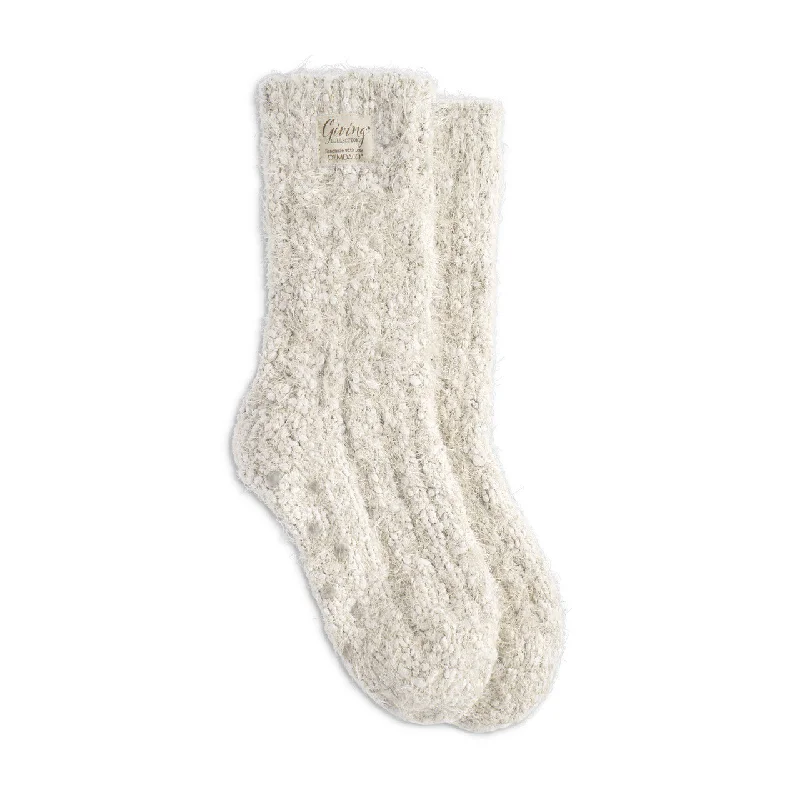 Glitter - trimmed women's polyester party socksCream Women's Fuzzy Giving Socks with Grippers - Giving Collection By Demdaco Glitter - trimmed women's polyester party socksCream Women's Fuzzy Giving Socks with Grippers - Giving Collection By Demdaco