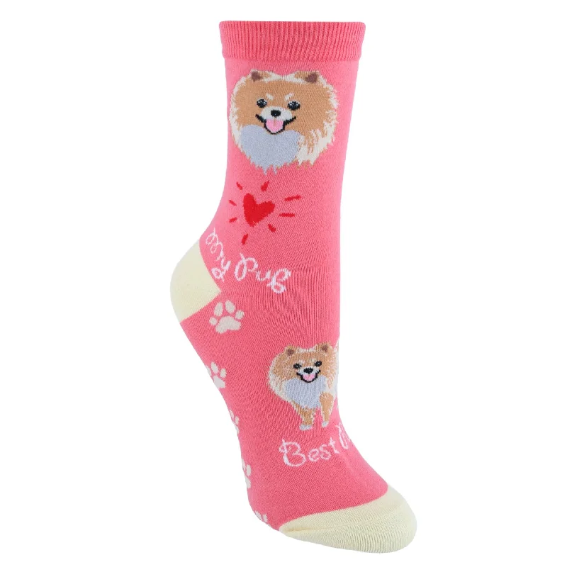 Checkered women's cotton knee - length socks​CTM® Women's My Pup Crew Novelty Socks