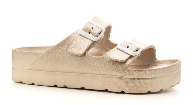 Women's terry - cloth ankle socks for comfort​FLOATIE SANDALS - CHAMPAGNE BY CORKYS