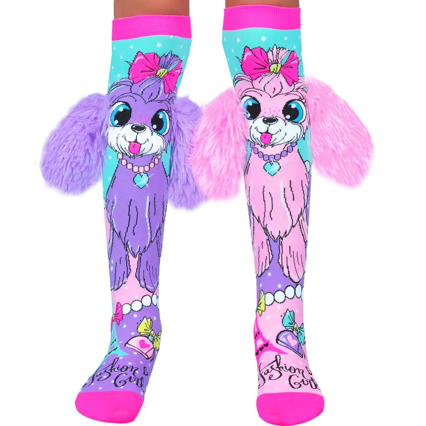 Women's cable and bobble knit wool socks​Fun Knee High Socks