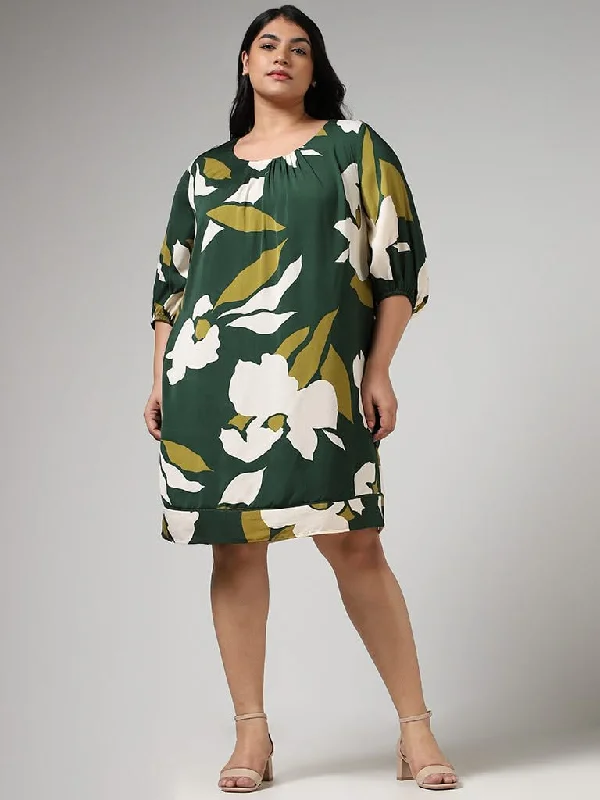Women's pants for music festivals Ripped women jeans for a rebellious and fashion - forward style Gia Forest Green Bold Floral Printed Dress Women's pants for music festivals Ripped women jeans for a rebellious and fashion - forward style Gia Forest Green Bold Floral Printed Dress