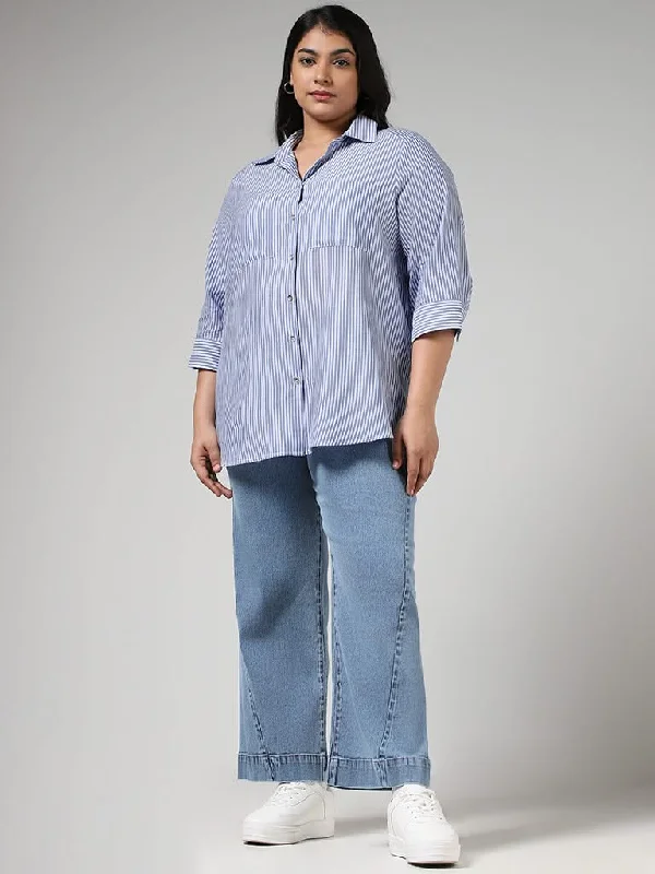 Women's high - waisted yoga pants Skinny women jeans with a form - fitting design Gia Light Blue Seam Detail Wide Leg Fit Denim Jeans Women's high - waisted yoga pants Skinny women jeans with a form - fitting design Gia Light Blue Seam Detail Wide Leg Fit Denim Jeans