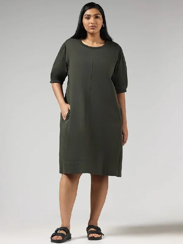 Women's lace - trimmed evening pants Light - wash women jeans for a fresh and summery appearance Gia Solid Olive Cotton Dress