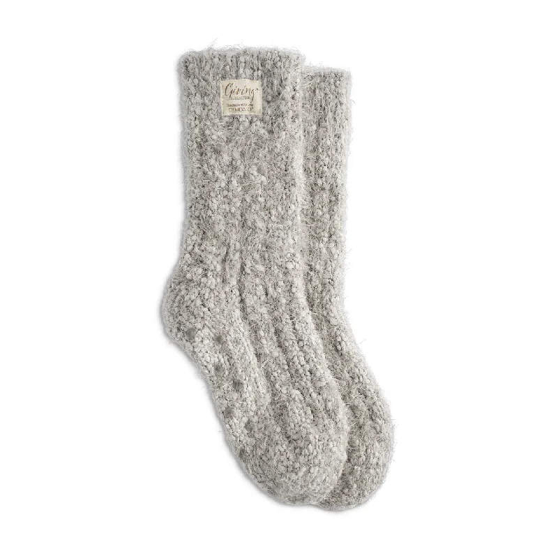 Women's ribbed knit cashmere blend ankle socks​Giving Socks - Taupe By Demdaco