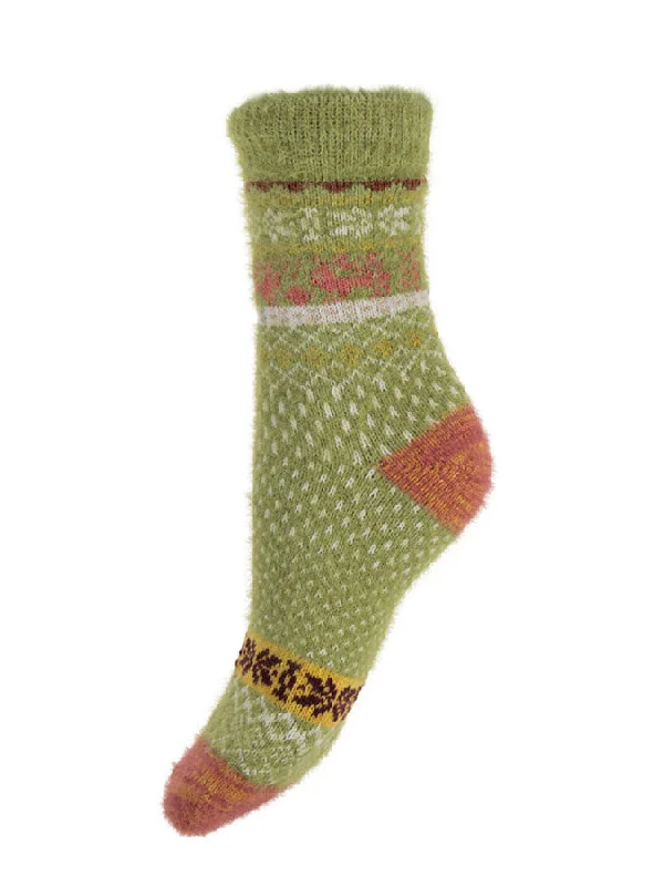 Green Heart Wool Blend Socks