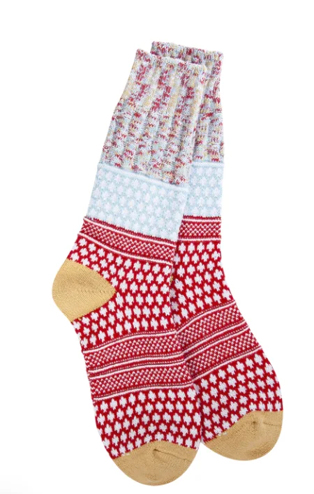 Printed women's cotton blend ankle socks for summerHoliday Textured Crew Wonderland Multi Printed women's cotton blend ankle socks for summerHoliday Textured Crew Wonderland Multi