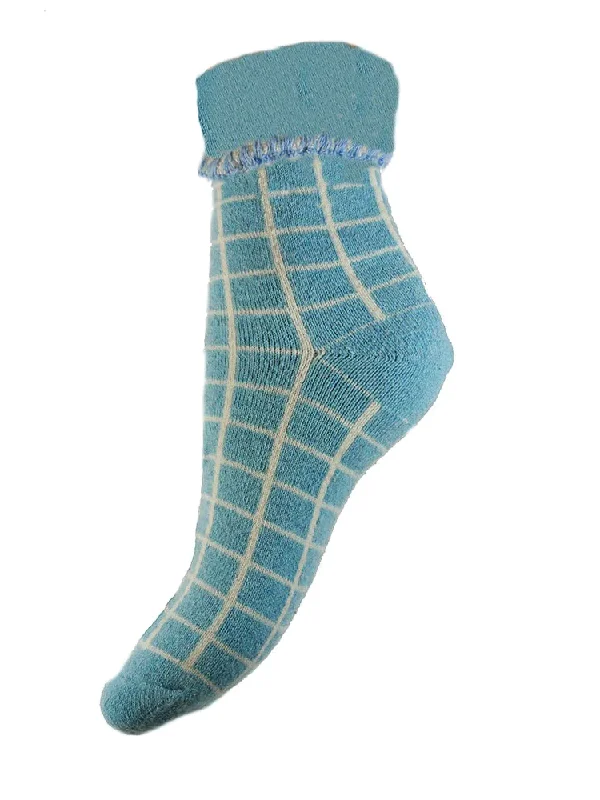 Light Blue Checked Cuff Socks