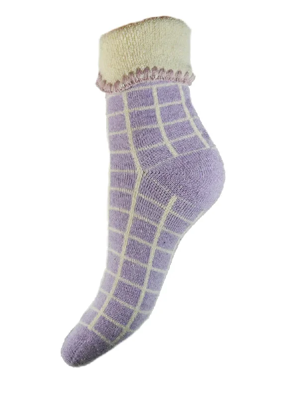 Lilac Checked Cuff Socks