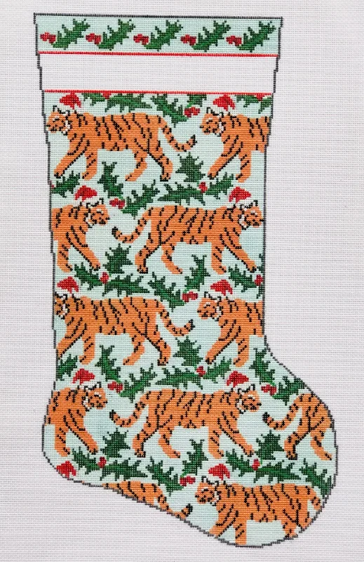Patterned argyle knee - high stockings​KCD7604 Tiger and Holly Stocking