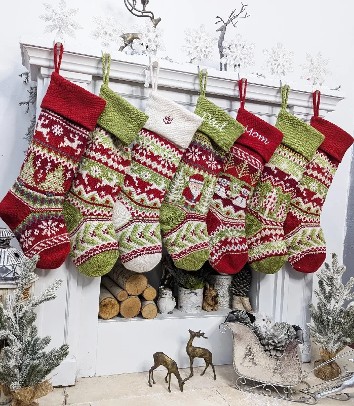 Tartan - print knee - high stockingsKnit Christmas Stockings Personalized 23" Fair Isle Knitted Deer, Snowflake, Santa, Snowman Custom Holiday Intarsia Family Names Tartan - print knee - high stockingsKnit Christmas Stockings Personalized 23" Fair Isle Knitted Deer, Snowflake, Santa, Snowman Custom Holiday Intarsia Family Names