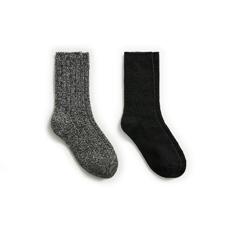 Patterned women's cotton blend knee - length socks for winterLace Diamond Texture/Wide Rib Crew Sock 2-Pack Patterned women's cotton blend knee - length socks for winterLace Diamond Texture/Wide Rib Crew Sock 2-Pack