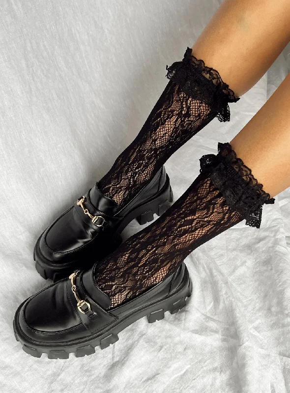 women tights for work under a business suitLiani Ruffle Socks Black