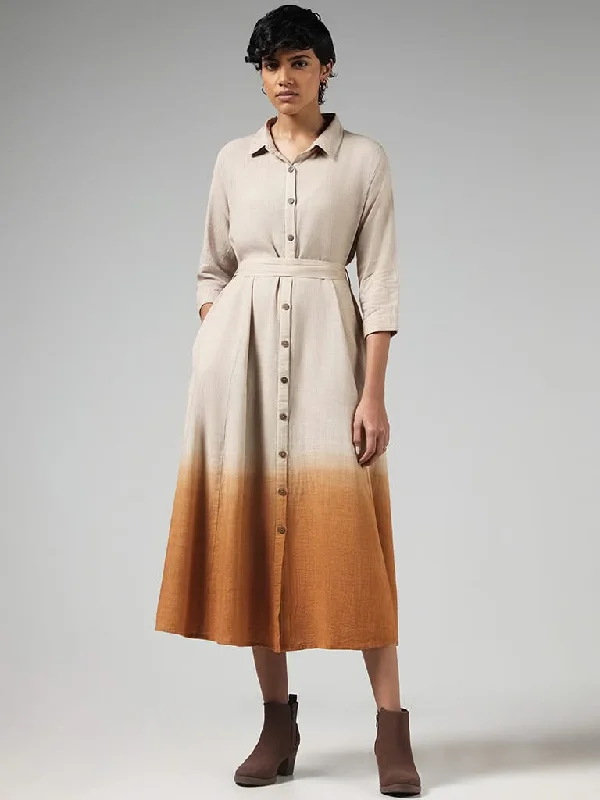 Women's low - rise denim pants Distressed women jeans for a trendy and edgy look LOV Solid Beige Ombre Button Down Dress Women's low - rise denim pants Distressed women jeans for a trendy and edgy look LOV Solid Beige Ombre Button Down Dress