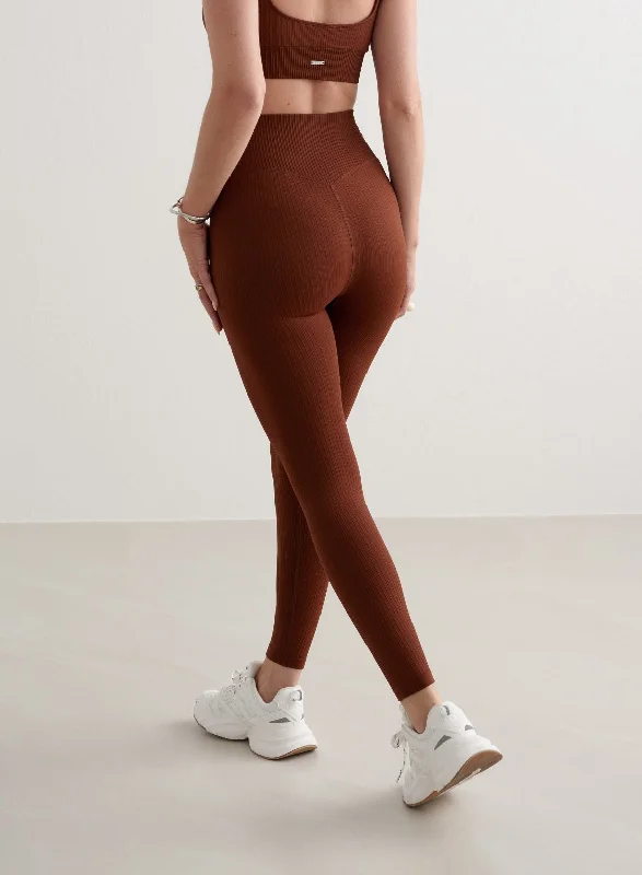 Mahogany Ribbed Seamless Tights