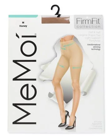 Memoi FirmFit Half & Half Longline Shaper Top Light Support 30 Denier Ladies Pantyhose - Honey MM-315