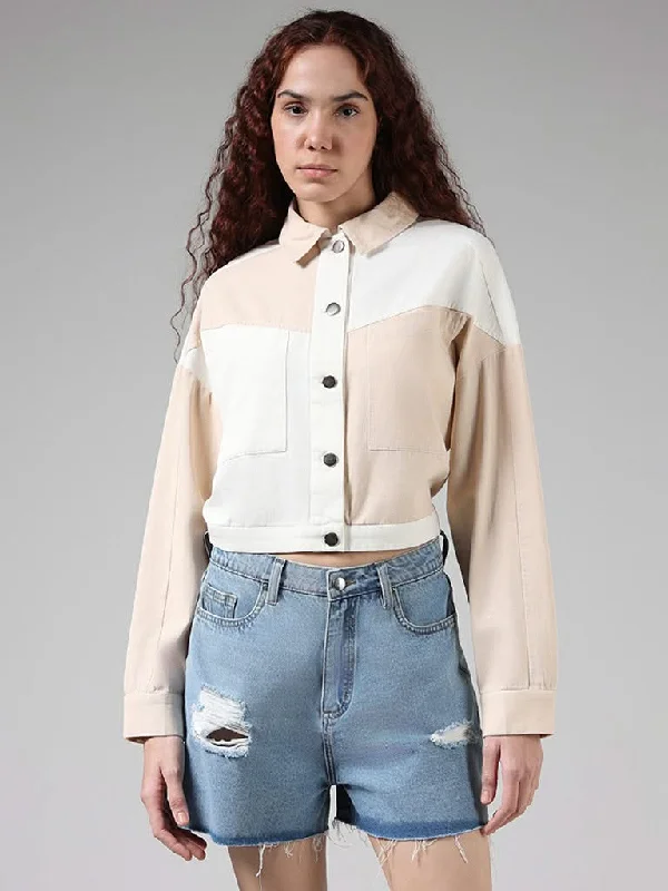 Women's pants for cycling Jeggings women jeans combining the comfort of leggings and style of jeans Nuon Beige Colo block Cotton Jacket Women's pants for cycling Jeggings women jeans combining the comfort of leggings and style of jeans Nuon Beige Colo block Cotton Jacket