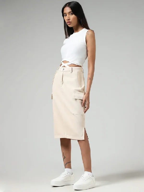 Women's pants with quick - dry fabric Button - fly women jeans with a traditional touch Nuon Cream Cargo Denim Skirt Women's pants with quick - dry fabric Button - fly women jeans with a traditional touch Nuon Cream Cargo Denim Skirt