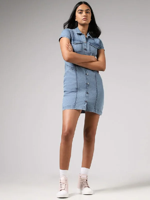 Women's pants for family gatherings Embroidered women jeans with intricate patterns Nuon Light Blue Denim Mini Shirt Dress Women's pants for family gatherings Embroidered women jeans with intricate patterns Nuon Light Blue Denim Mini Shirt Dress