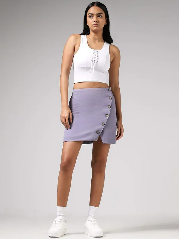 Women's pants for cocktail parties Distressed women jeans for a trendy and edgy look Nuon Light Lavender Cotton Button-Up Mini Skirt Women's pants for cocktail parties Distressed women jeans for a trendy and edgy look Nuon Light Lavender Cotton Button-Up Mini Skirt