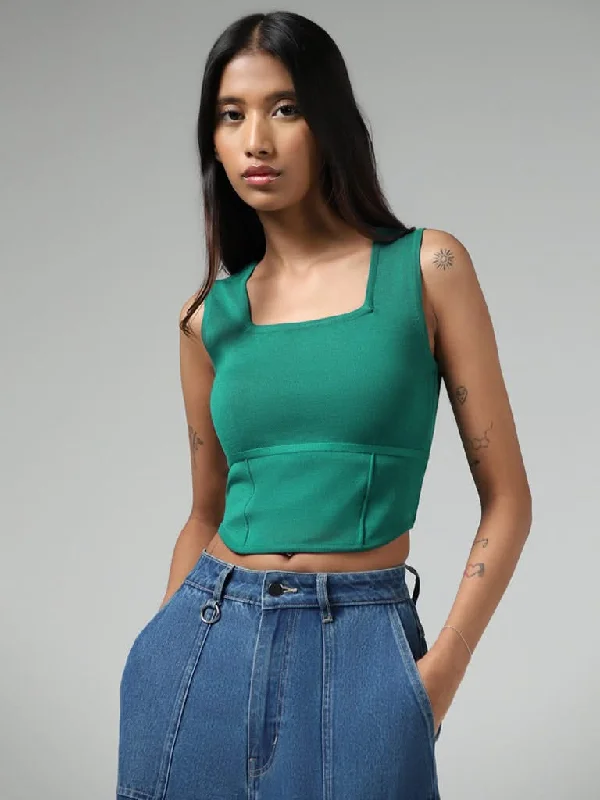 Women's pants with stretch panels Light - wash women jeans for a fresh and summery appearance Nuon Teal Corset Top Women's pants with stretch panels Light - wash women jeans for a fresh and summery appearance Nuon Teal Corset Top