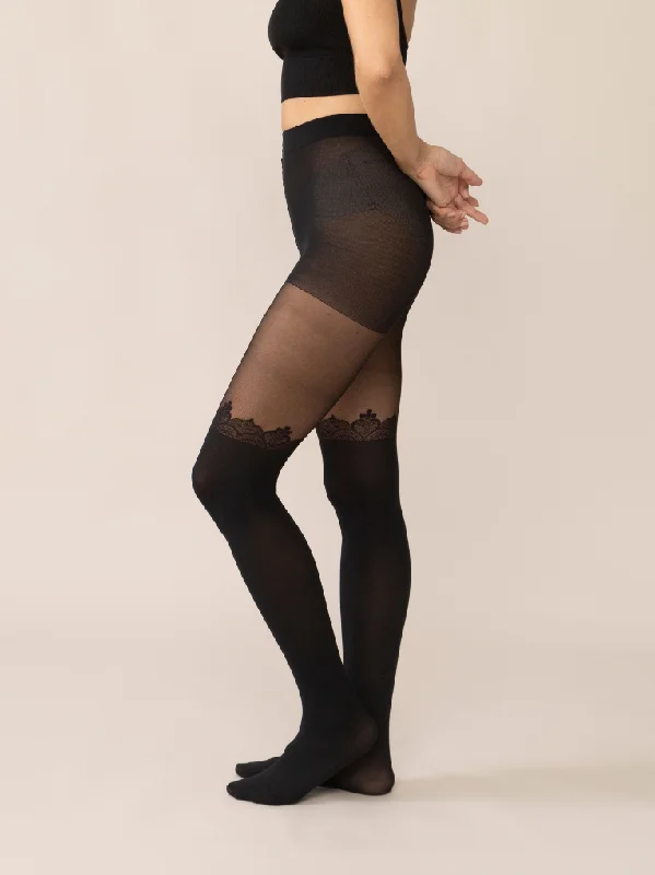 high - waisted women tights for tummy controlLace Crown Over-the-Knee Tights
