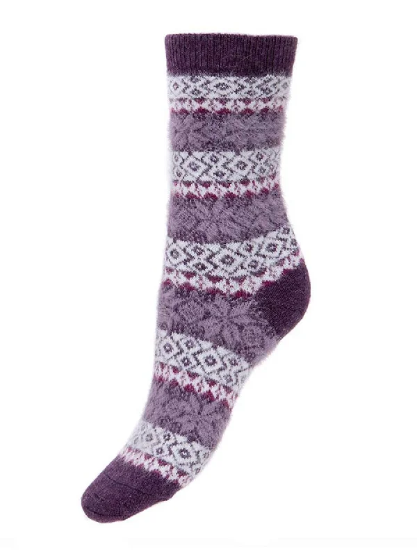 Purple Patterned Wool Blend Socks